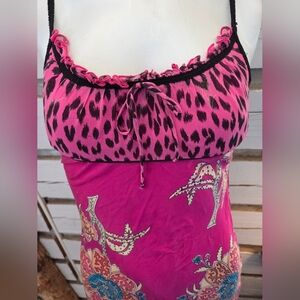 Bebe Pink and Blue Patterned Dress